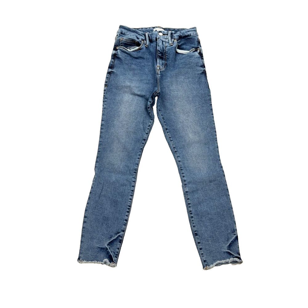 Good American High Waist Crop Skinny Jeans Women 29 Stretch Organic Cotton High